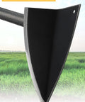 Close-up of sharp blade on Triangle Hoe Gardening Tool With 9.5 Inch Wide Blade For Deep Weeding And Root Removal