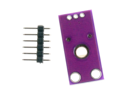 Front view of Rotation Angle Sensor Module SV01A103AEA01R00 With 10K Potentiometer Analog Voltage Output 5V DC Supply, purple PCB