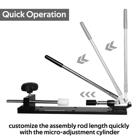 Pen Assembly Press With Adjustable Assembly Rod For Woodturning Lathe Pen Making, 30 Pound Press, Micro Adjustable Rod, shown in operation.