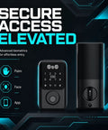 No Fuss Real Deal Top Tier Slick Palm Vein And 3D Facial Recognition Smart Lock For Keyless Entry Automatic Deadbolt With Six In One Options For Home Or Office Black Finish control panel with palm and face scan options.