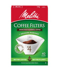 Box of Cone Coffee Filters For 8 To 12 Cup Drip Makers, White, 40 Count with green background