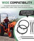 Front Loader Hydraulic Hose Kit For Kubota LA350A LA401 LA402 LA402-1 With Boom And Bucket Cylinder Hoses, tractor in field