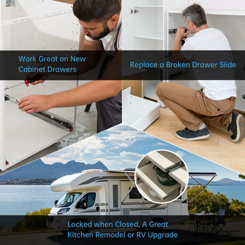 22 Inch Heavy Duty Soft Close Drawer Slides With Full Extension Ball Bearing Design, 200 Lb Capacity, Cold Rolled Steel
