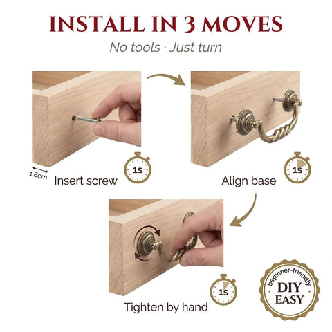 Installation steps for 4.5 Inch Center Drawer Pulls Six Pack Antique Bronze Bail Drop Handles For Dresser Cabinet Knobs