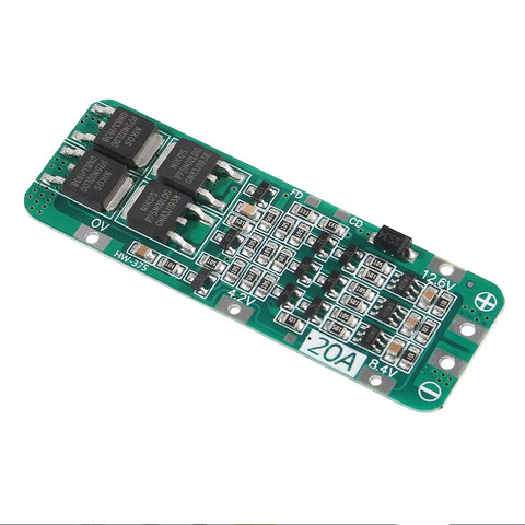6 Pack Heavy Duty 3S 20A BMS Battery Management System For 18650 Li Ion Cells 12.6V circuit board with components
