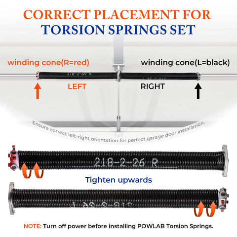 Heavy Duty Pair of 2 Inch Garage Door Torsion Springs for Standard 7 to 8 Foot Doors with 0.218 Inch Wire placement guide