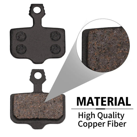 Sturdy Front And Rear Disc Brake Pads For Lectric XP Trike And XP Series With Hydraulic Brakes Two Pack Beefed Up For Rugged Rides And All Terrain E Bike Upgrades. Copper fiber brake pads close-up