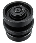 Precision Bottom Track Roller Replacement For SVL Compact Track Loader Undercarriage, heavy-duty black roller for smooth operation.
