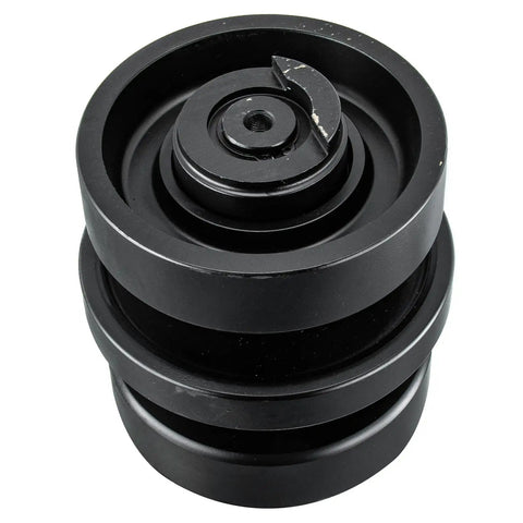 Precision Bottom Track Roller Replacement For SVL Compact Track Loader Undercarriage, heavy-duty black roller for smooth operation.