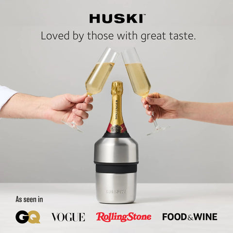 Ultra Efficient Iceless Champagne Chiller With Detachable Stopper Keeps Wine Cold Up To 6 Hours with toasting champagne glasses