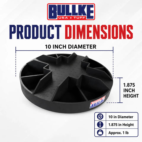 Round Floating Deck Block Pedestals for Pier and Shed Foundations, 10 inch diameter and 1.875 inch height, durable recycled plastic.