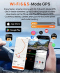 User holding smartphone displaying navigation and speed data with Wi-Fi 6 indicator, related to Beast 4K Front And Interior Dash Cam With Rear 1080P, 3 Channel Car Camera, GPS And Wi Fi 6, Voice Control, Parking Monitor, Night Vision, Loop Recording, 64GB SD Card Included.