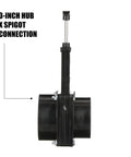 Valterra ABS gate valve, black plastic body, 3-inch hub x spigot connection for RVs