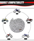 428 Drive Chain 116 Links With Chain Breaker Tool For 110cc 125cc Dirt Bikes ATVs compatibility chart with bike models around chain