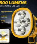 Close-up of Beast Bright Cordless LED Work Light 1500 Lumens 550 Yard Reach Pivoting Head Flashing Mode, 4 LED system visible.