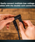 Plug And Play Outdoor 100W Power Supply For Hue Low Voltage Lights, Weatherproof Black, double exit connection for cables