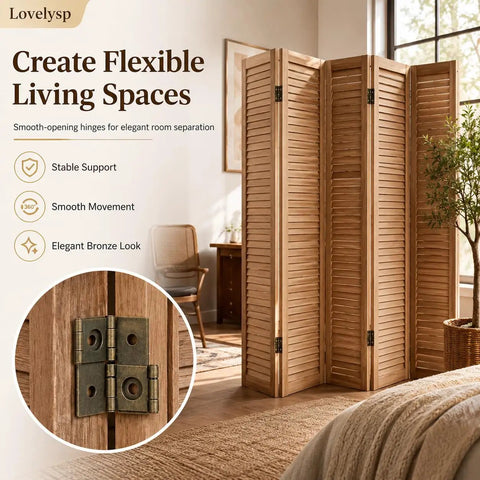 Heavy Duty Bronze Double Action Hinges Eight Pack With Mounting Screws Top Shelf Iron Swings Smooth As Butter For Cabinet Gate Screen Zero Hassle Hardware Built Tough, displayed on a room divider.