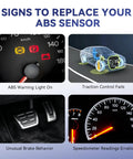 Signs to replace ABS sensor for Chevy Silverado Express Tahoe GMC Sierra with ABS warning light and erratic speedometer.