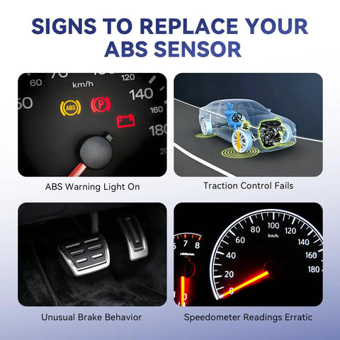 Signs to replace ABS sensor for Chevy Silverado Express Tahoe GMC Sierra with ABS warning light and erratic speedometer.