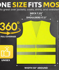 High Visibility Safety Vest 10 Pack Neon Yellow Mesh With Reflective Silver Strips 360 Degree Hi Vis Unisex Sizing Chart