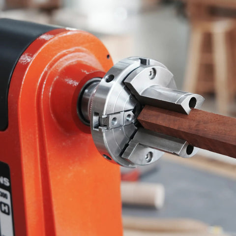Premium Pen Plus Jaws For Woodturning Lathe Chuck Compatible With Ck100 Series, securing a wood blank.