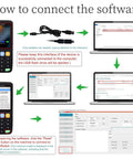 Image showing connection steps for All In One Multi Frequency RFID Copier And Reader For Access Control Systems With 13.56MHz And 125kHz Support.