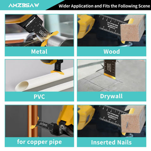 AMZBSAW 16-piece titanium oscillating saw blade set for metal, wood, PVC, drywall, copper pipe and nails