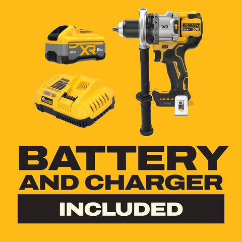 20V Max Brushless Half Inch Cordless Hammer Drill Kit Delivering Hella Torque And Ridiculous Power For Heavy Duty Projects With Eight Amp Hour Battery Plus Fast Charger with battery and charger included.