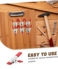 12 Pack Heavy Duty Metal Spring Clamps Kit For Woodworking Pros And DIY Gurus Offering Insane Grip Power For Crafts Dress Fitting Garlands And Household Projects You Need Right Now, red metal spring clamps on wood board