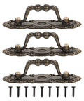 Vintage Cabinet Door Pull Handles Set Of 3 Antique Bronze Old School Classic Cupboard Pulls with screws