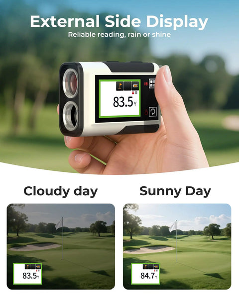 Game Changing Golf Range Finder With 2.4 Inch Color Touchscreen And Slope Detection Reads Up To 1312 Yards Fast Target Lock Easy Mode Switching Built For Sharper Shots And Lower Scores On The Course, handheld view
