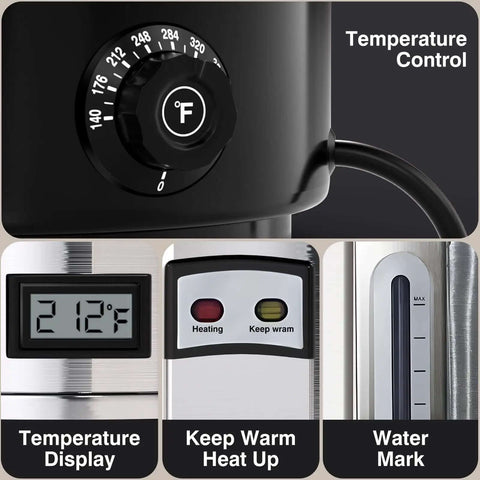 Commercial Coffee Urn 110-Cup 16L Fast Brew Stainless Steel Hot Beverage Dispenser temperature control display details