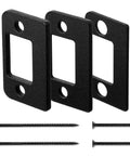 Universal Door Strike Plate Shim Forged From Black Hardened Stainless Steel with three adjustable sizes and screws.