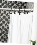 Rustproof Metal Shower Curtain Rings 12 Piece Set For Bathroom With Easy Glide Hanging Hooks on rod with white curtain
