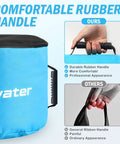 Comparison of durable rubber handle on blue utility bag versus generic ribbon handle for 5 Pack RV Sewer Hose Storage Bags With Visible Covers And Two Way Zippers Waterproof Utility Organizer For Fresh Water Gray Water Black Water Hoses Cords And Camper Tools.