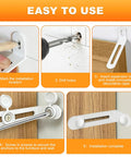 Installation steps for Heavy Duty Furniture Anchors For Baby Proofing 12 Pack White Anti Tip Wall Mount Kit shown in images.