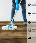 Cleaning Peel And Stick Vinyl Flooring Roll 24In X 393In White Wood Planks, 64 Sq Ft Waterproof Self Adhesive Floor Covering in use