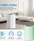Living room with RM003-F2 air purifier and Replacement Filter For RM003 Air Purifier With 4 Stage Filtration Upgraded HEPA Filter