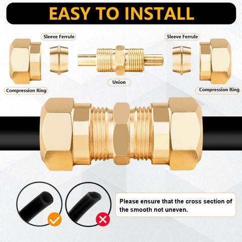 Brass DOT air line push-to-connect fittings kit with 1/4–1/2 in NPT connectors, unions and ferrules