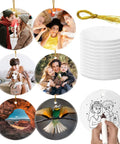 12 Pack Ceramic Ornament Blanks For Sublimation DIY Crafts, Christmas Tree Decor Ready For Personalization, includes images