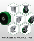 4 Inch Caster Set Of 4 Replacement Wheels With Polyurethane Tread On Cast Iron Cores Ball Bearings 3/8 Inch Bore Heavy Duty Casters