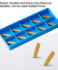 Beefed-Up 5/8 Inch Large Shank Lathe Grooving And Part Off Set Kit with 10 TiN Coated MGMN200 Inserts in blue case