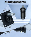 Aluminum Wall Pass Through Kit For RV And Boat Waterproof 12V 5A 60W DC Female Socket Connector with measurements displayed