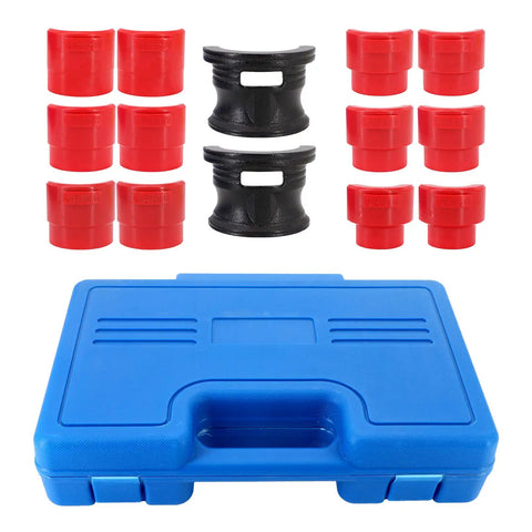 Universal Motorcycle Fork Seal Driver Tool Kit, 14-Piece All-In-One Set With 6 Pairs Adapters and Blue Case
