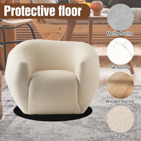 Two Piece Non Slip Diatomite Recliner Floor Protectors for Hardwood Floors under cream chair on wooden flooring