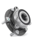 Front view of wheel bearing hub showing metal construction, part of the Front Wheel Bearing Hub Assembly Set Of 2 Compatible With Hyundai Elantra 2017 To 2023 Elantra GT 2017 To 2020 Ioniq 2017 To 2022 Veloster 2019 To 2021 And Kia Niro 2017 To 2022 Forte 2019 To 2022 Replacement Parts.