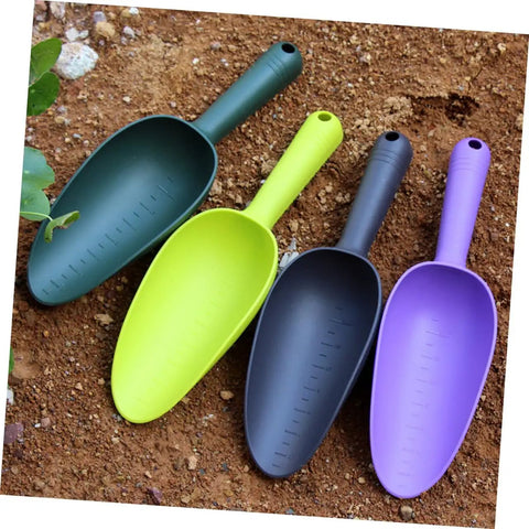 Lightweight Plastic Garden Shovels Set With Ergonomic Handles, Mini Spatulas For Planting And Transferring Soil, Indoor Gardening Tools, Easy Plant Care And Maintenance, purple set on soil