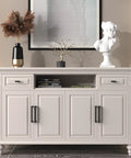 White sideboard with black matte cabinet pulls featuring 30 Pack Matte Black Cabinet Pulls 6-1/4 Inch Square Bar Stainless Steel Handles