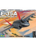 Box of F-35A Lightning II Model Kit 1 To 72 Scale With 143 Parts, Skill Level 4, showing jet artwork and product details.