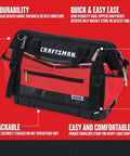 VersaStack Zippered Tool Bag With 31 Pocket Organizer, 1680 denier fabric, moisture resistant, dual zippers, ergonomic handles